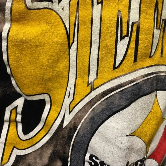 Men’s Large NFL Pittsburgh Steelers Vintage True Fan Upcycled Bleached Tank - Picture 8 of 13